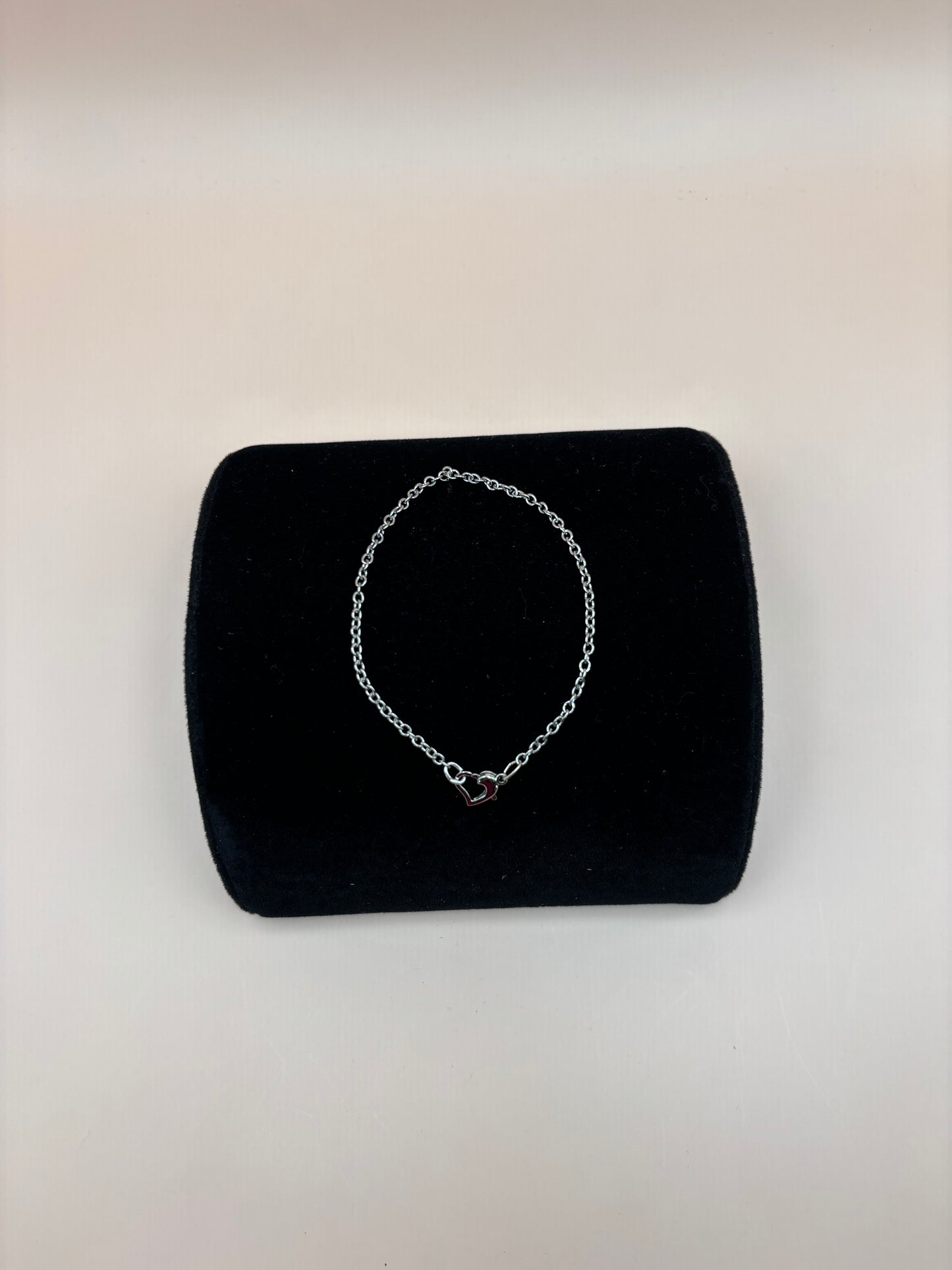 #263 Small Link Silver Chain with Heart Clasp - 8"