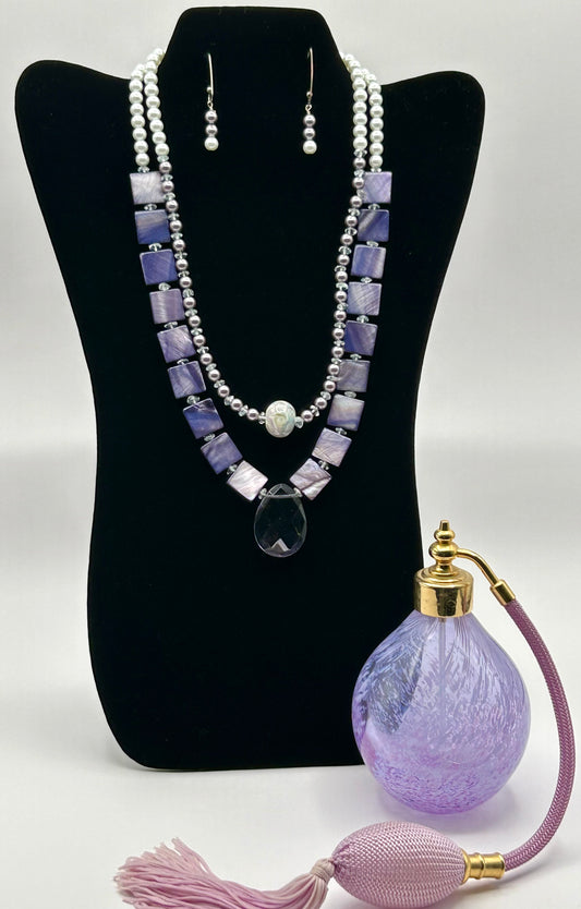 #62 Purple 2 Strand Shell Necklace