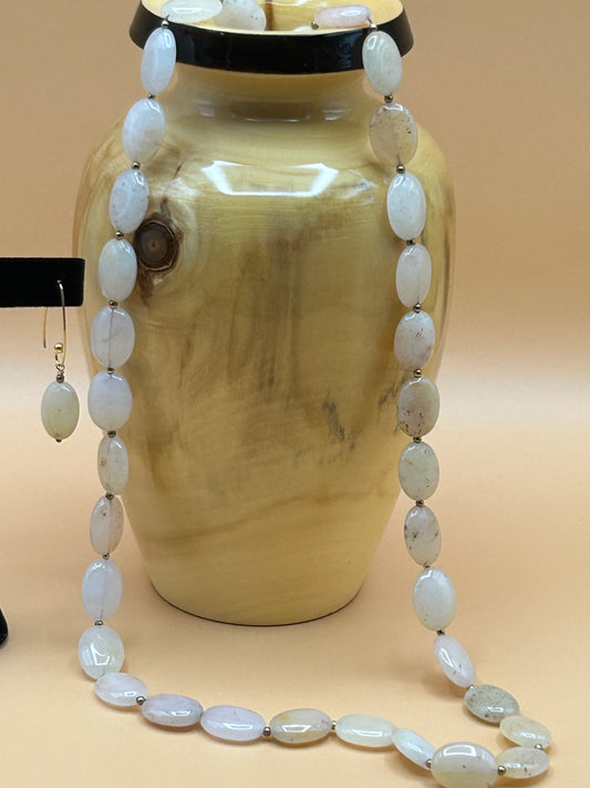 #83 Watermelon Peach Quartz Long Necklace