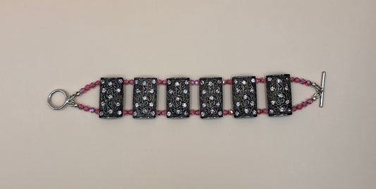 #60 Pink Crystal Stretch Bracelet enhanced with 2mm Swarovski Pink Crystals