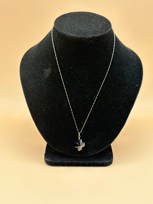 #163 Black Swarovski Crystal Cross on a Delicate Sterling Silver Chain with Matching Earrings