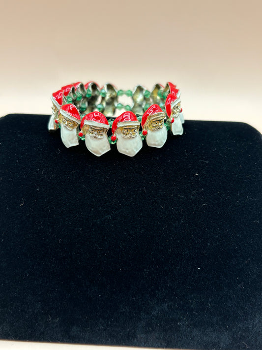 #220 Enamel Santa Claus Strech 7" Bracelet with 1MM Swarovski Bicone Crystals