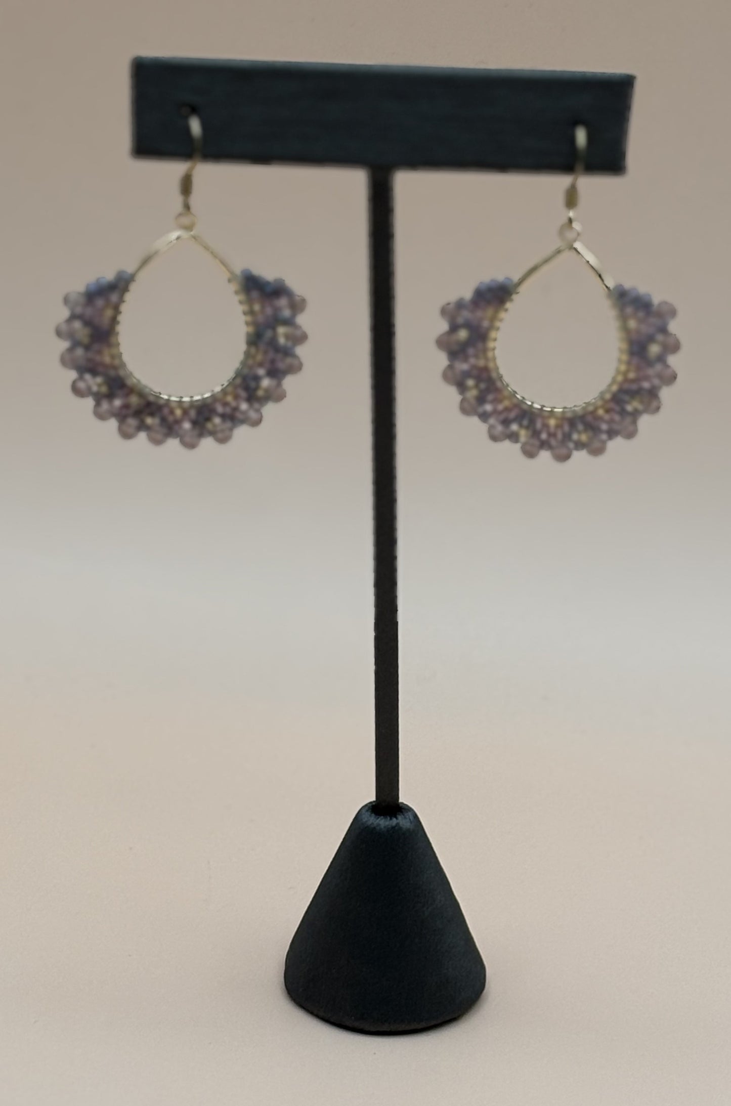 #251 Lavender Sead Bead Chandelier Earrings