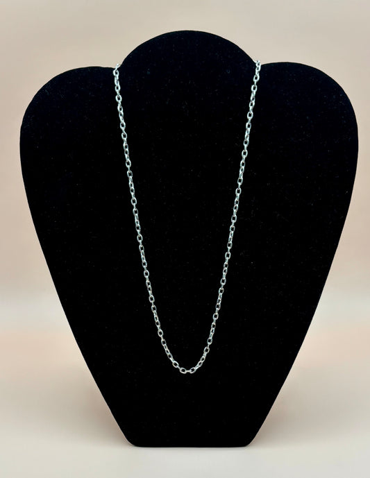 #267 Silver Small Oval Paper Clip Chain Necklace 20"